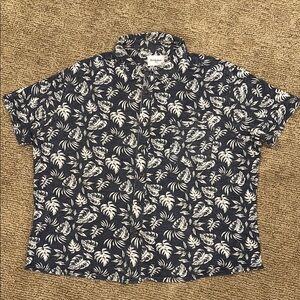 Goodfellow Men's Shirt with Navy and White Leaf Pattern XXL